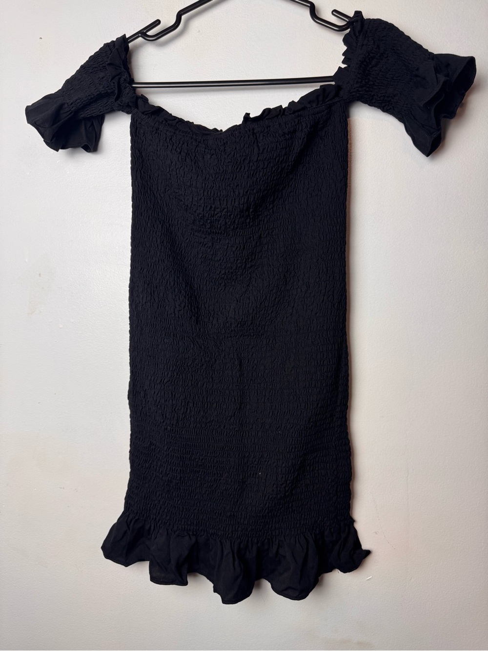 Brand new Fashion nova black ruched flare dress Size-Small